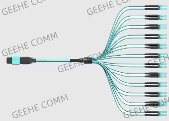 50/125 Multimode MPO aan Duplexom4 de Vezel Optische Kabels van 12x LC