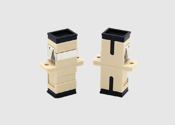 De enige Adapter van de de Vezel Optische Kabel van Sc UPC van de Wijze Simplexkleur Beige met Flenzen